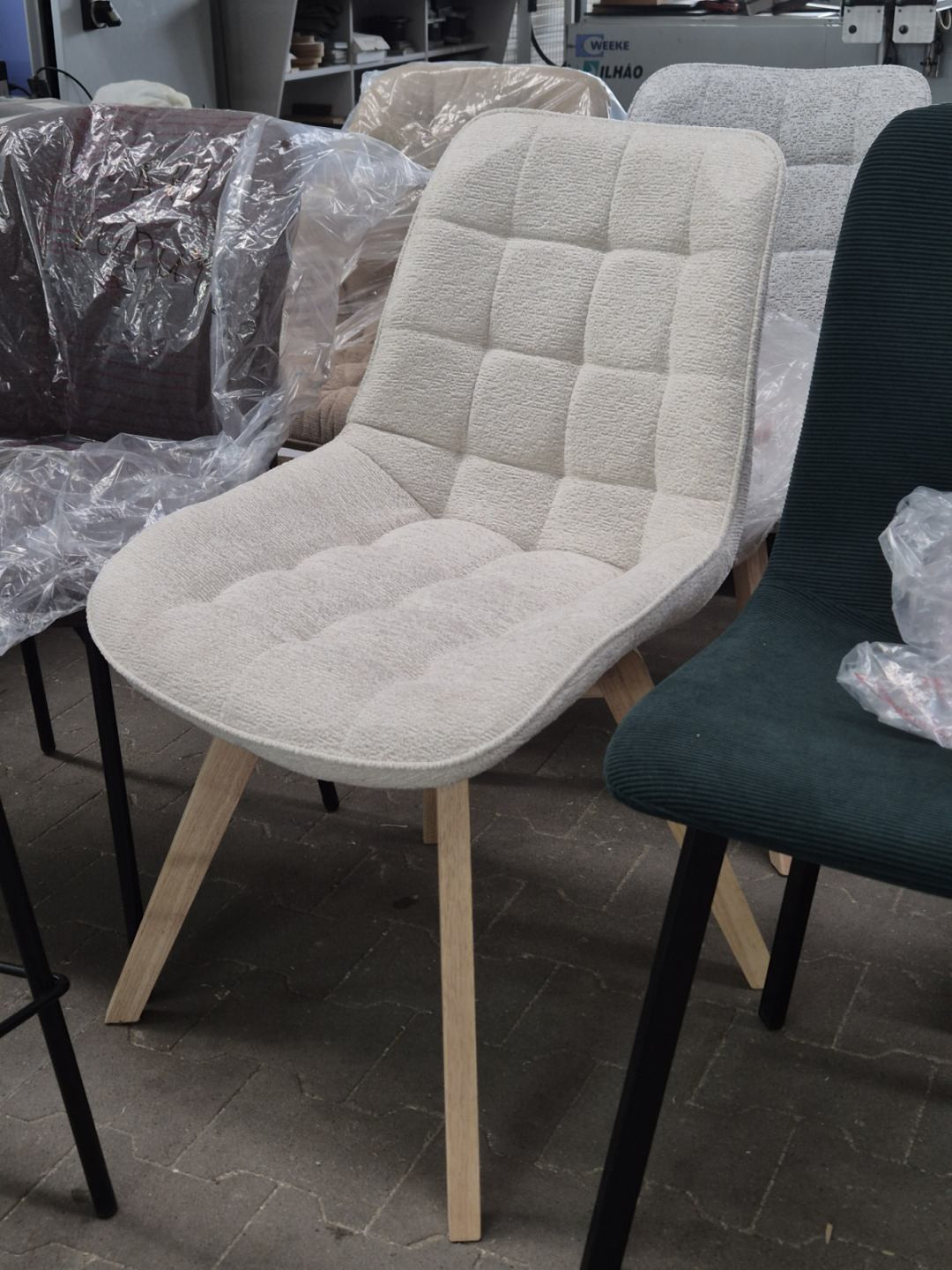 Стул INI- LENY каркас дерево/ беж, серый