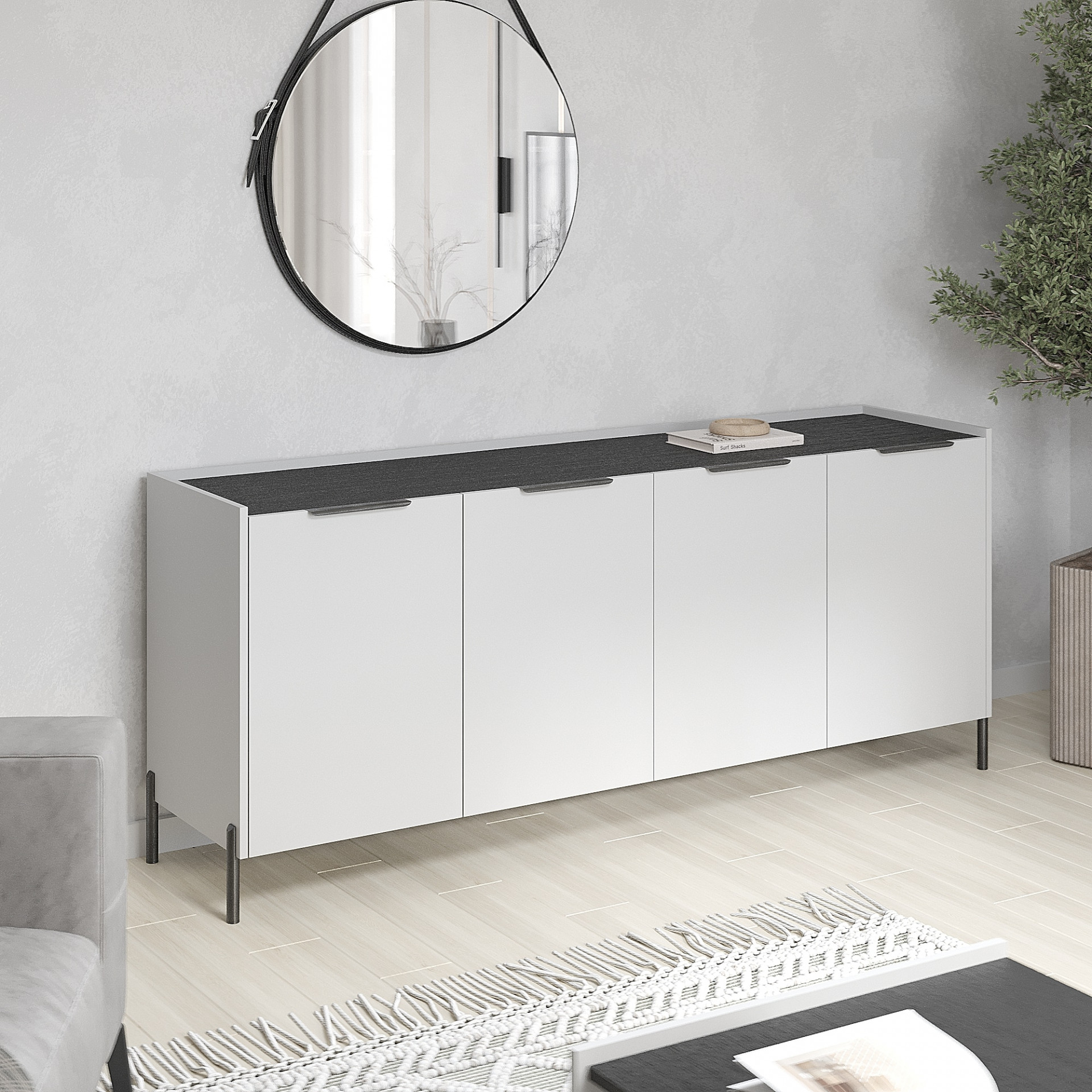 Комод на ножках 80х190х45 см KOD- КМ-Ларго (морское дерево карбон)