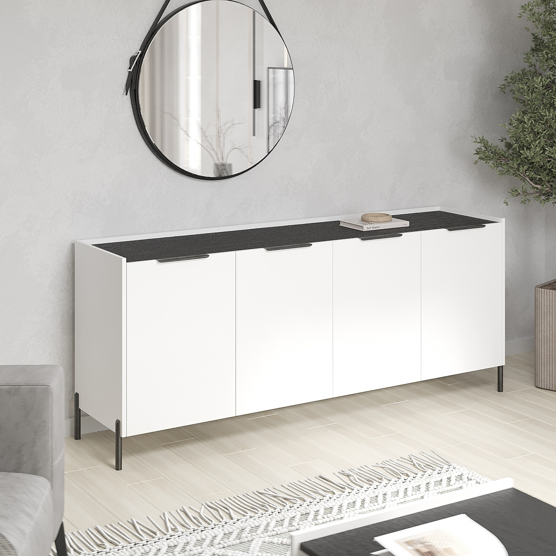 Комод на ножках 80х190х45 см KOD- КМ-Ларго (морское дерево карбон)