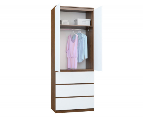 Шкаф Стиль-80 (ящики) 211х80х52 cм KOD- ШК-80-3 стиль (белый фасад)