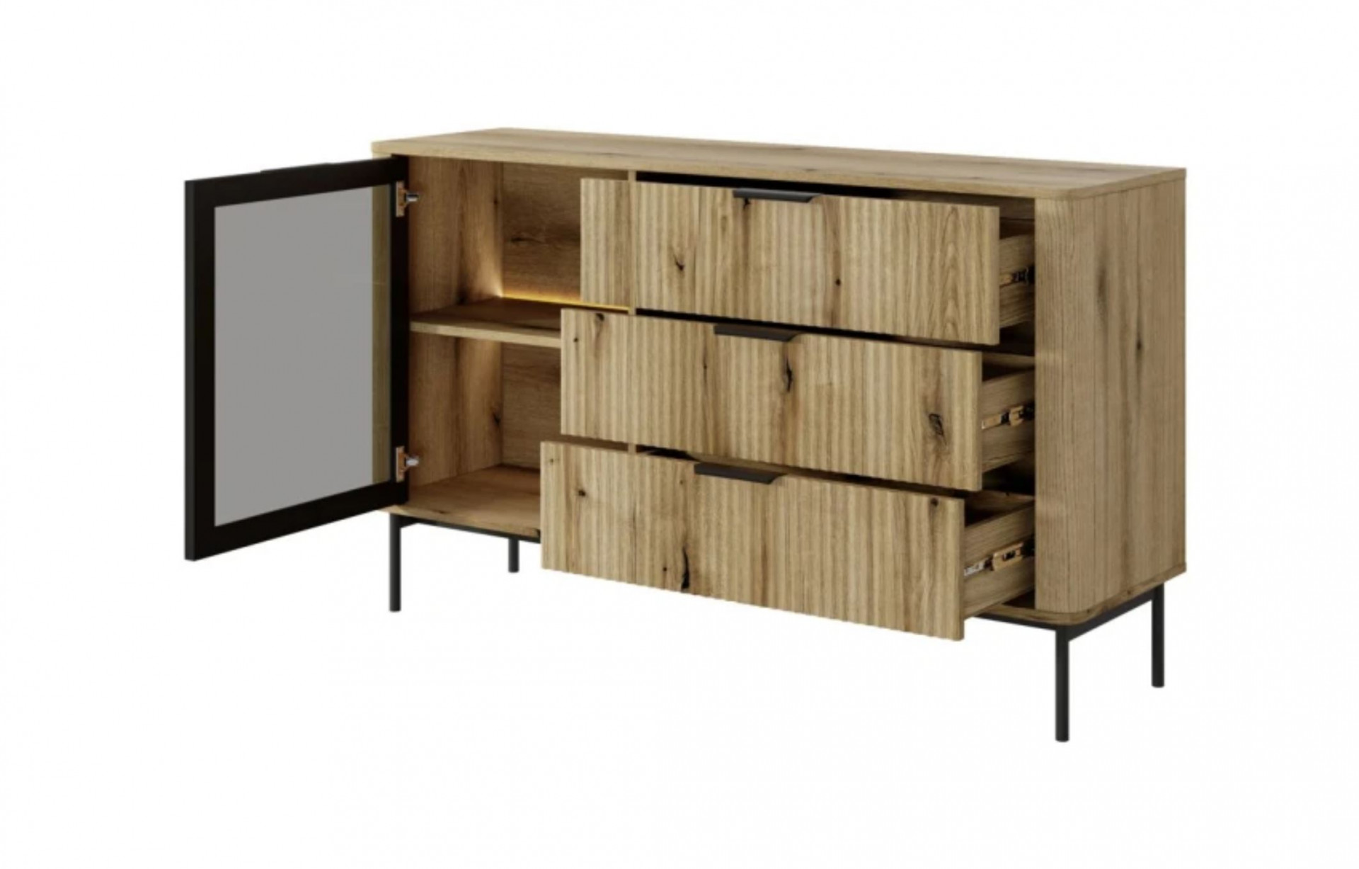 Комод с подсветкой Perfect Home Уилсон / Wilson 1-дверный с 3 ящиками 1D3S/138 Дуб эвок