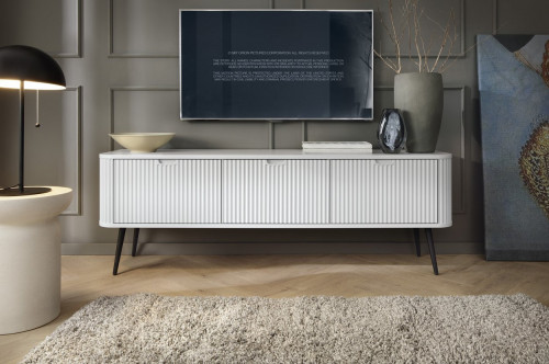 Тумба под телевизор Perfect Home Зова/Zova 3-дверная с черными ножками RTV168 Белый