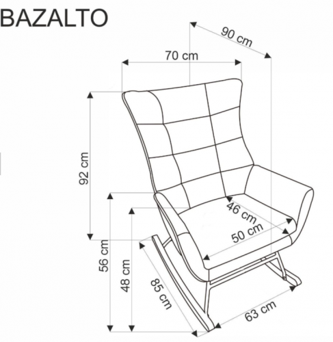 Кресло-качалка HALMAR BAZALTO серый, горчичный