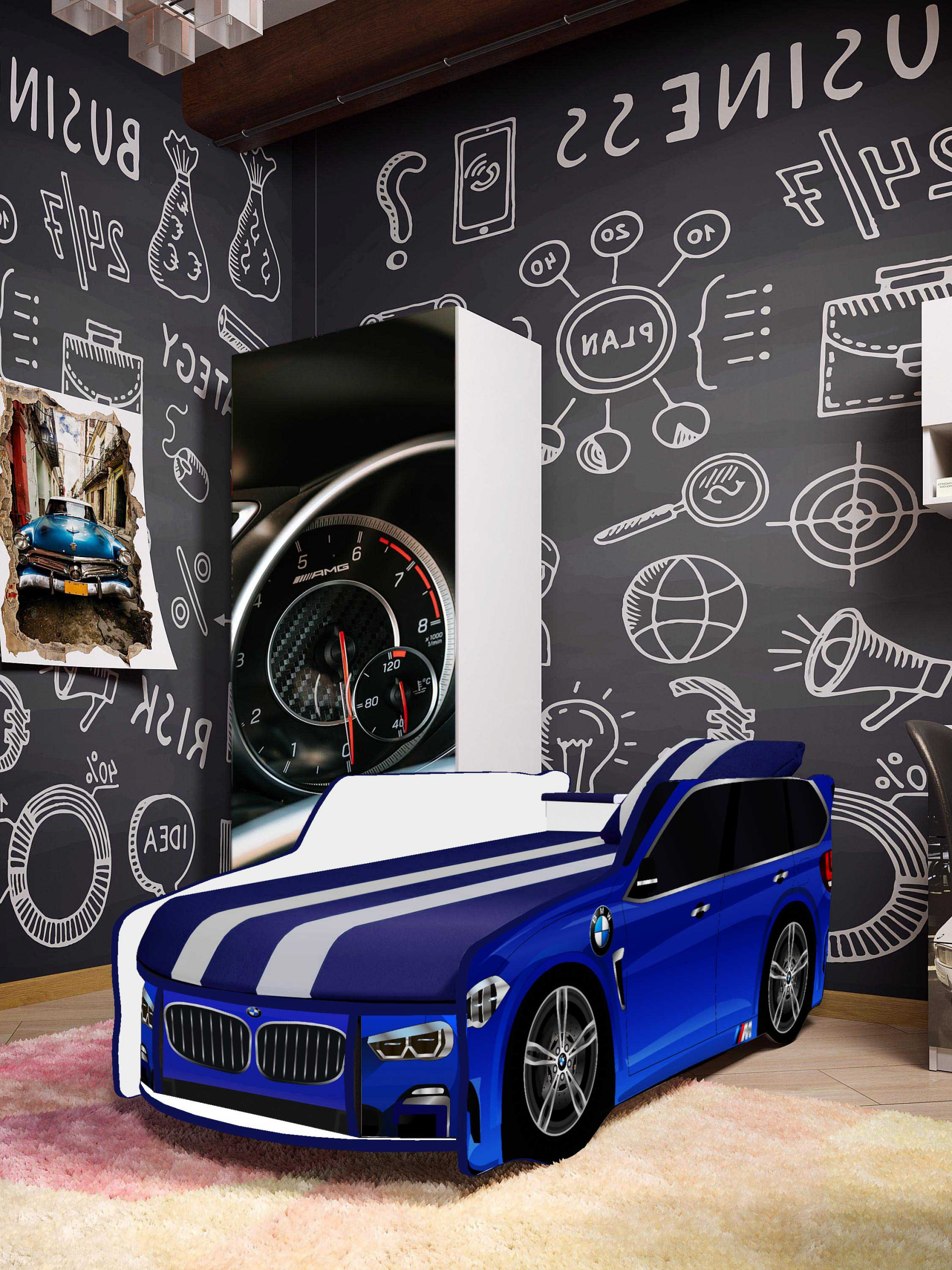 Кровать автомобиль VRN- Premium BMW P002 (синий)