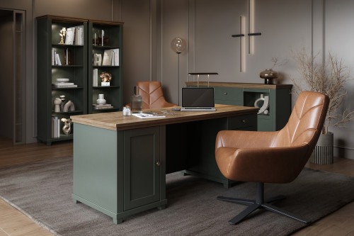 Письменный стол на 1 дверь и 4 ящика Helvetia EVORA 24ZRJU07 (зеленый/дуб Лефкас)