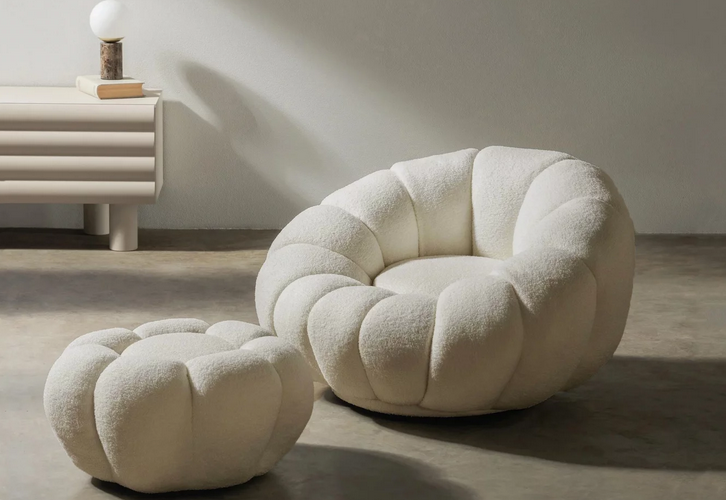 Пуф CRV- Lali Beige chenille,бежевый