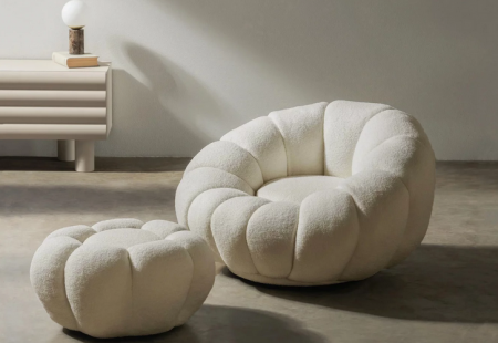 Пуф CRV- Lali Beige chenille,бежевый