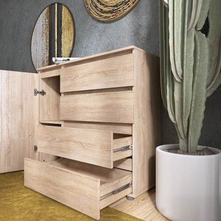 Комод без ручек EVR- Лайт КЛ-3 дуб Сонома