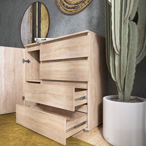 Комод без ручек EVR- Лайт КЛ-3 дуб Сонома