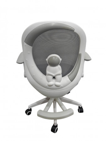 Кресло вращающееся детское с подставкой для ног Perfect KIDS ASTRONAUT серый