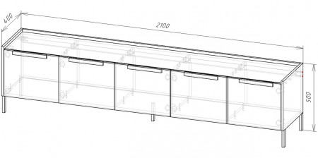 Тумба под телевизор 50х210х40 см KOD- Тумба ТВ Ларго