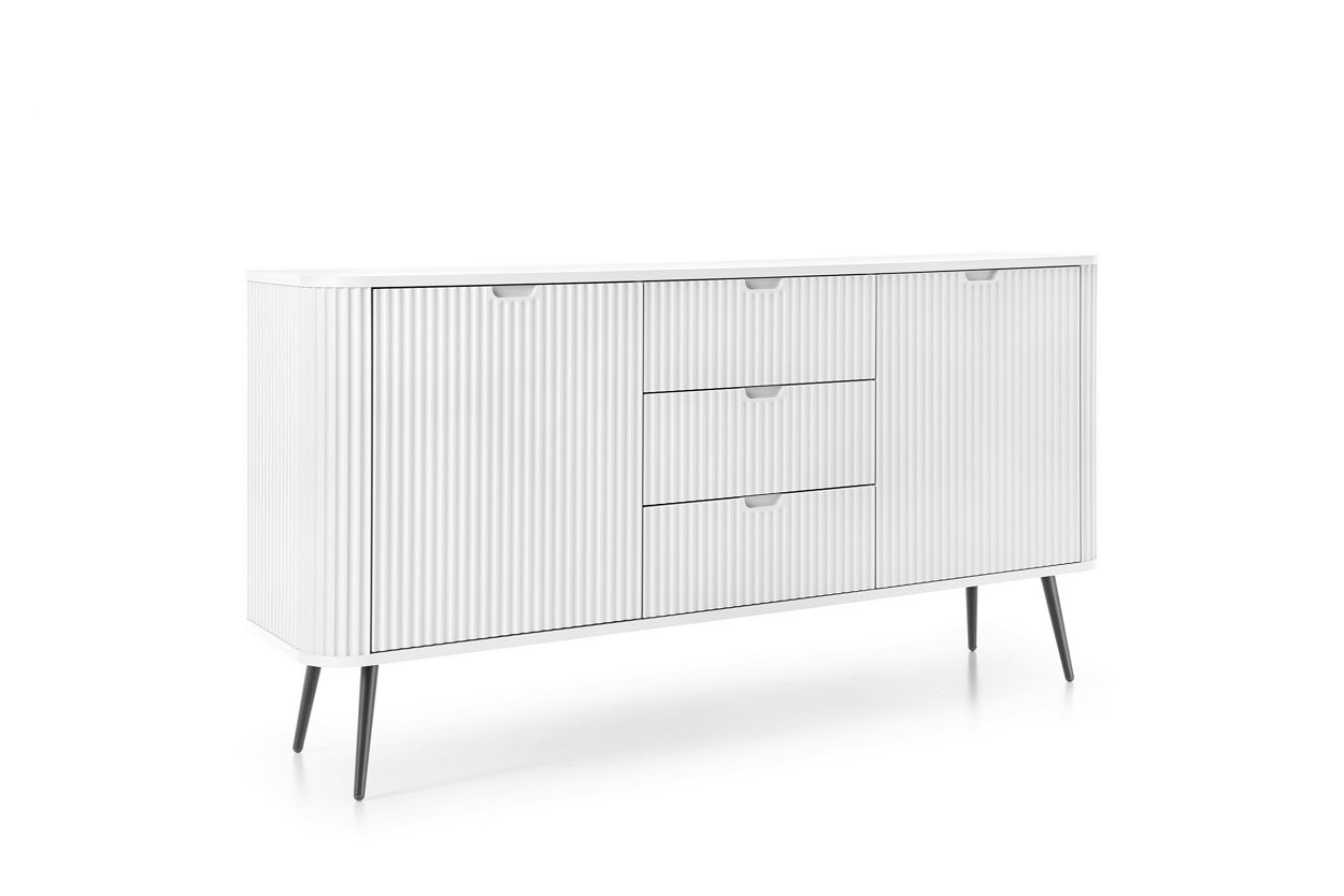 Комод Perfect Home Зова/Zova 2-дверный с 3 ящиками и черными ножками KSZ168 Белый