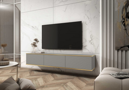 Тумба под ТВ навесная Perfect Home Оро / Oro RTV175 MDF 3-дверная Серый