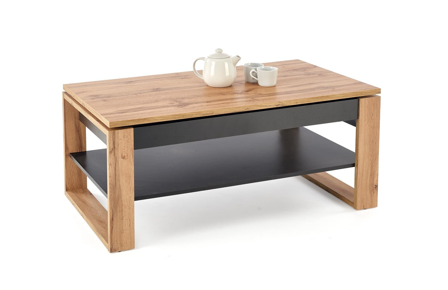 Стол трансформер с подъемной столешницей HALMAR BETTY дуб артизан/черный