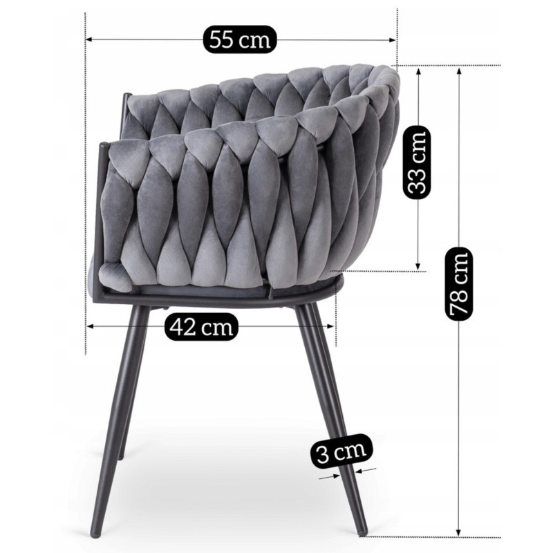 Кресло MEBEL ELITE ELENA серый велюр