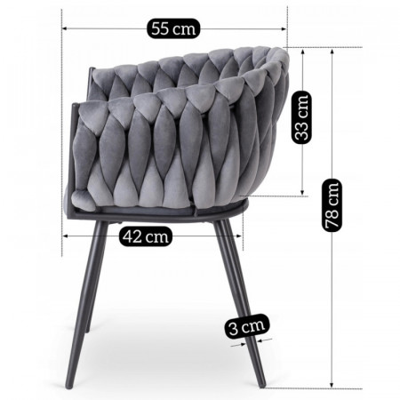 Кресло MEBEL ELITE ELENA серый велюр