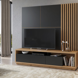 Стенка в гостиную Helvetia CELINE 24NALR09 (дуб вотан/черный матовый)