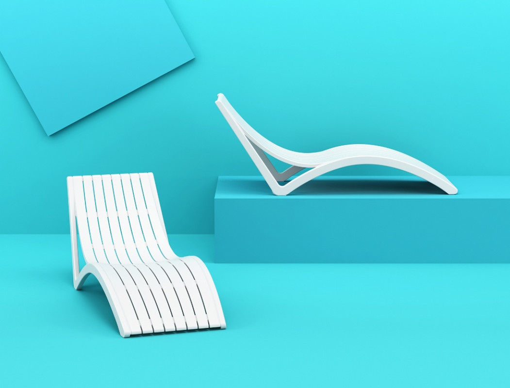 Шезлонг из полипропилена Siesta Slim (белый)