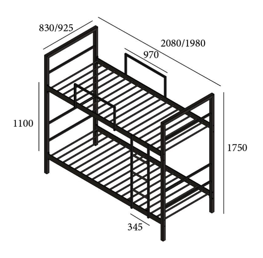 Кровать двухъярусная металлическая MTD- Сингл
