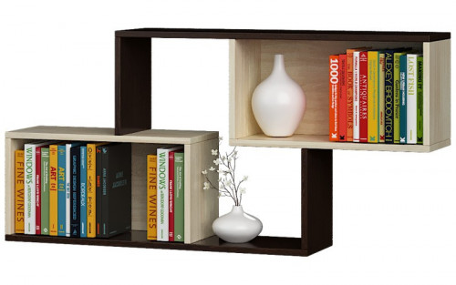 Полка навесная для гостиной EVR- ПН-4 венге + дуб молочный