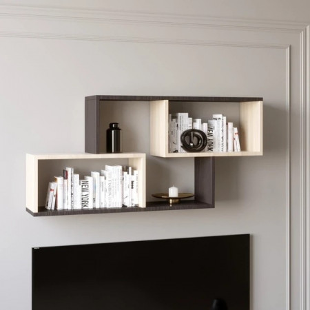 Полка навесная для гостиной EVR- ПН-4 венге + дуб молочный