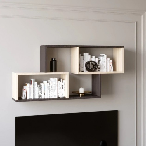 Полка навесная для гостиной EVR- ПН-4 венге + дуб молочный