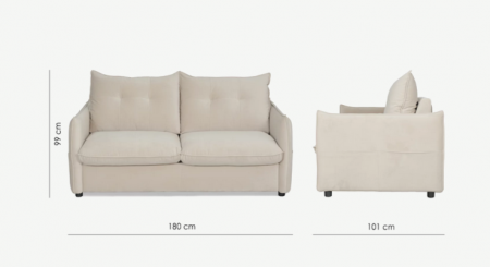 Диван-кровать с эффектом памяти CRV- Meadow Greek marble velvet 3-местный раскладной,бежевый