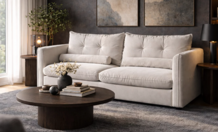 Диван-кровать с эффектом памяти CRV- Meadow Greek marble velvet 3-местный раскладной,бежевый