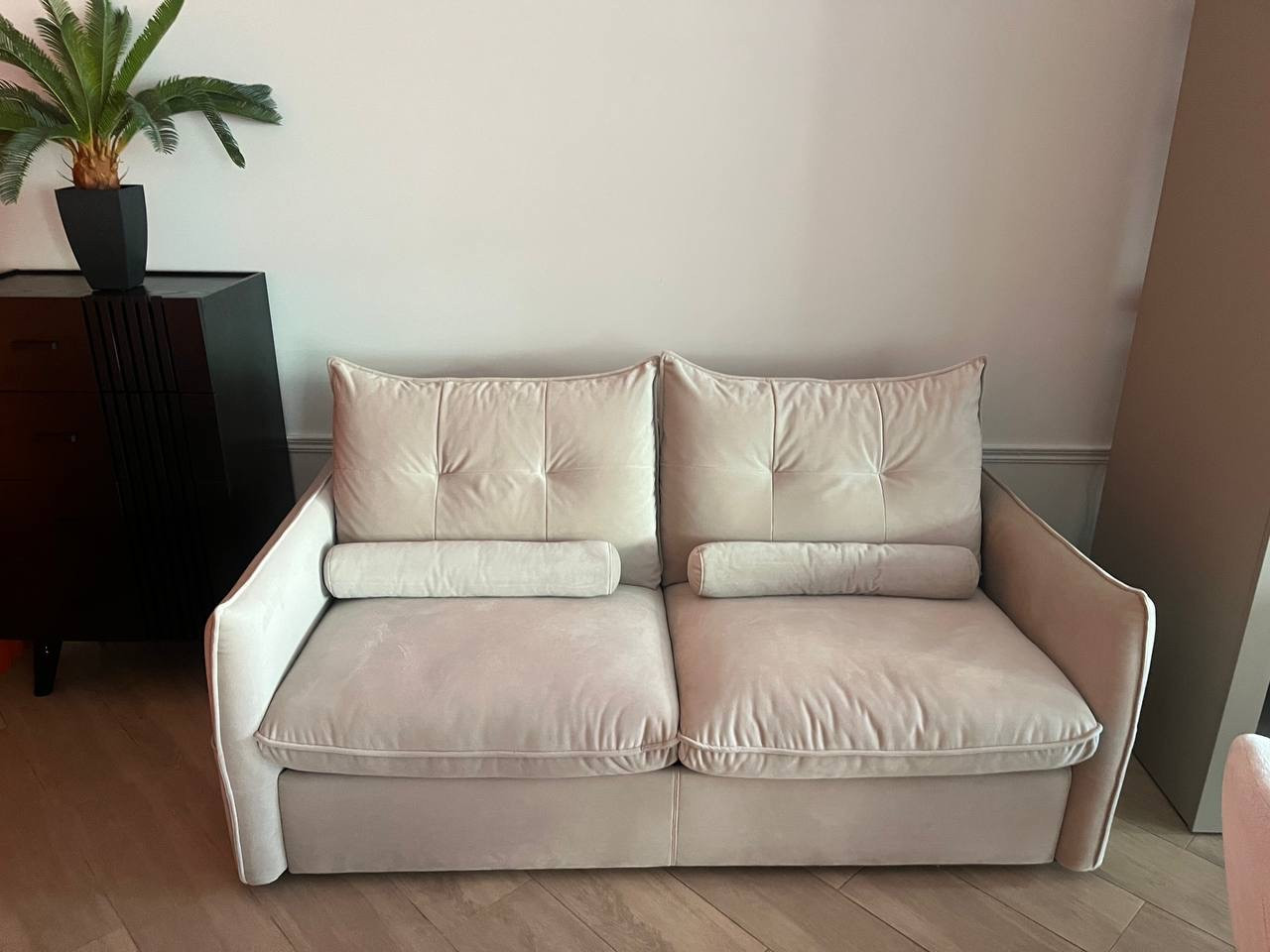 Диван-кровать с эффектом памяти CRV- Meadow Greek marble velvet 3-местный раскладной,бежевый