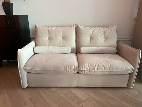 Диван-кровать с эффектом памяти CRV- Meadow Greek marble velvet 3-местный раскладной,бежевый