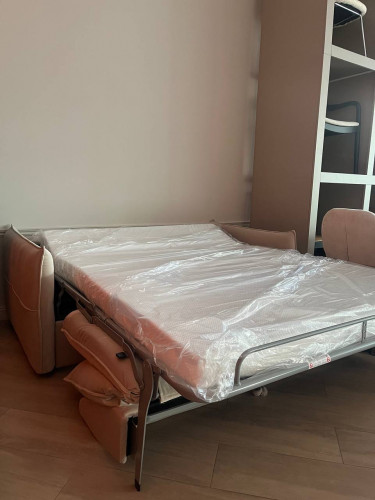 Диван-кровать с эффектом памяти CRV- Meadow Greek marble velvet 3-местный раскладной,бежевый