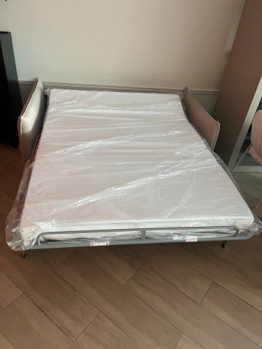 Диван-кровать с эффектом памяти CRV- Meadow Greek marble velvet 3-местный раскладной,бежевый