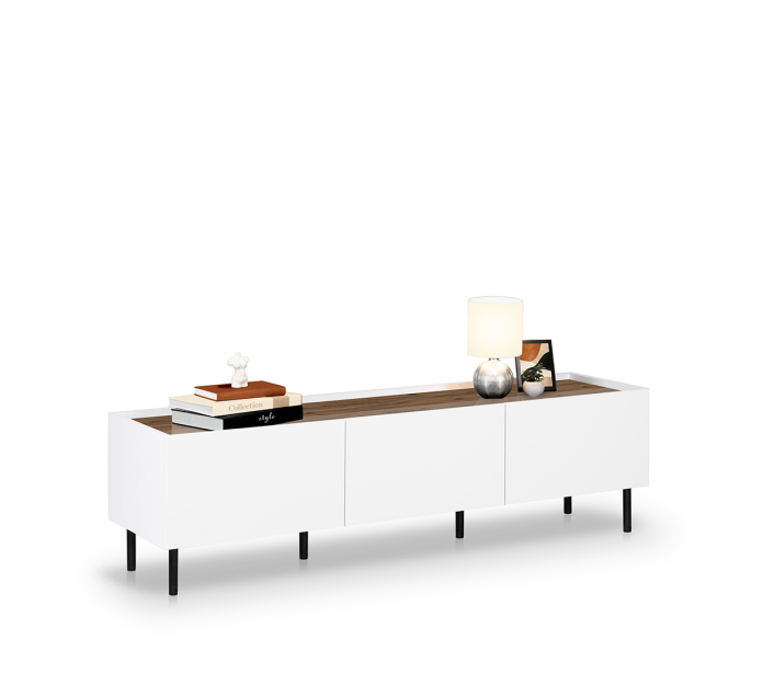 Тумба ТВ MRK- Нео 1,6 м Глянец дуб Ливорно/ супермат Белый 