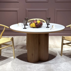 Стол обеденный CRV- Rodeo, Arctic ice ceramic wooden base,120 см,белый