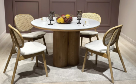 Стол обеденный CRV- Rodeo, Arctic ice ceramic wooden base,120 см,белый