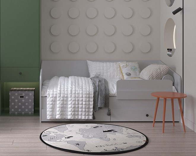 Детская кровать с бортиком и ящиками KOD- КР-Детская-ящ