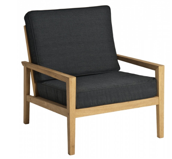 Кресло из дерева Alexander Rose TEA- ROBLE LOUNGE CHAIR WITH OLEFIN CUSHION (OATMEAL/charcoal) 