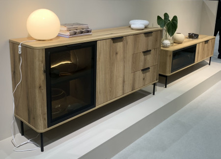 Тумба под телевизор с подсветкой Perfect Home Уилсон / Wilson 2-дверная 2D/163 Дуб эвок