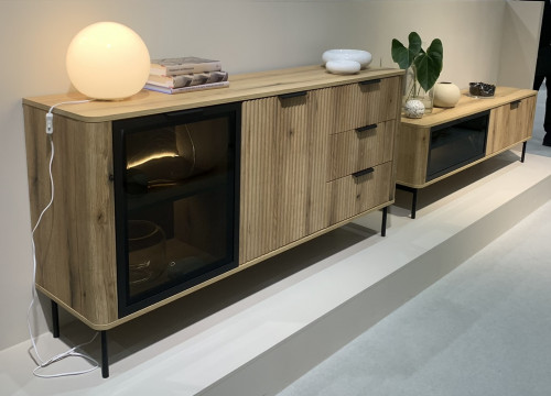 Тумба под телевизор с подсветкой Perfect Home Уилсон / Wilson 2-дверная 2D/163 Дуб эвок