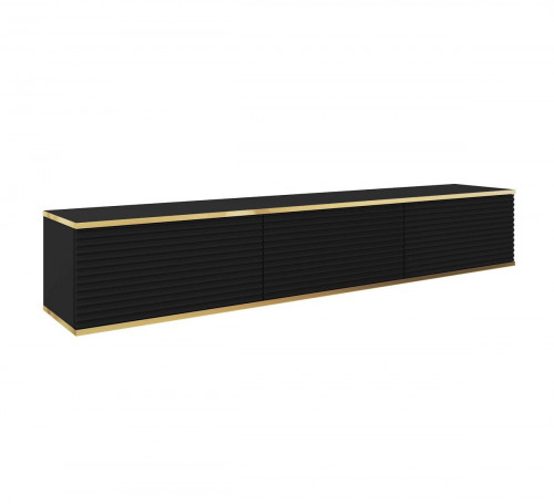 Тумба под ТВ навесная Perfect Home Оро / Oro RTV175 MDF 3-дверная Черный