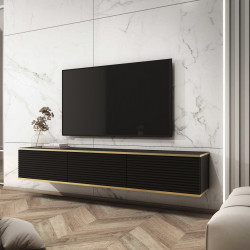 Тумба под ТВ навесная Perfect Home Оро / Oro RTV175 MDF 3-дверная Черный
