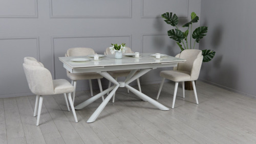 Стол обеденный TOP- Рим (белый глянец)