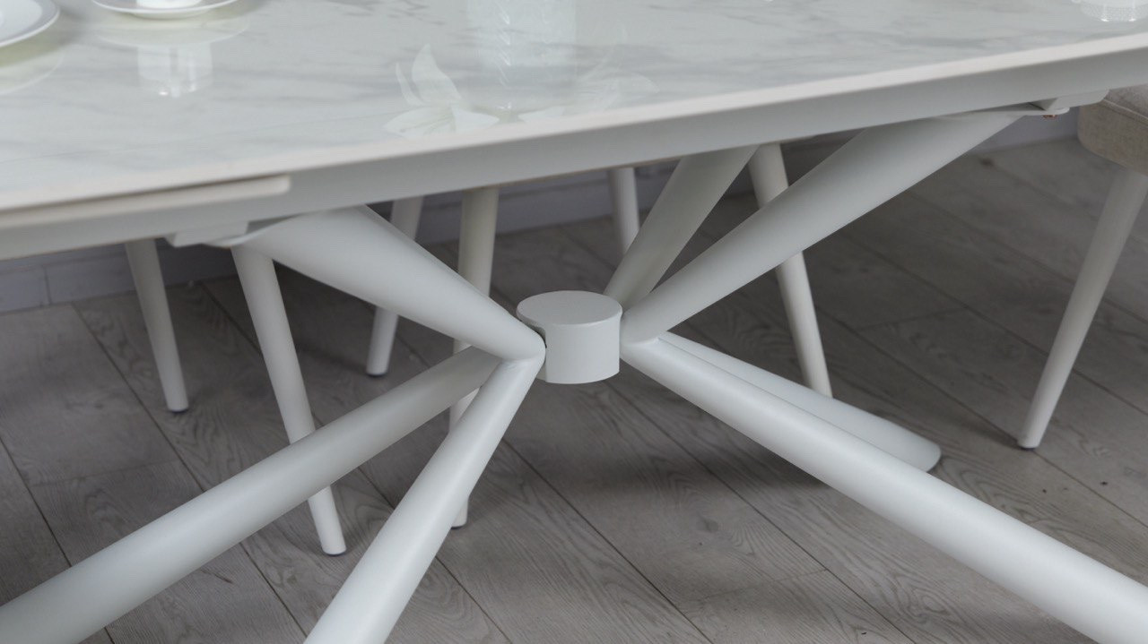 Стол обеденный TOP- Рим (белый глянец) белые ноги