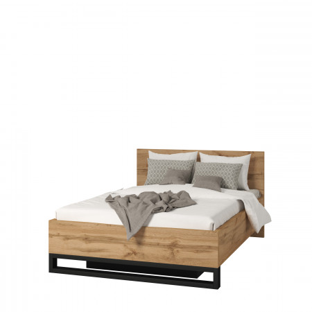 Кровать двуспальная с газовым подъемником Helvetia HALLE S (дуб Вотан/черный)