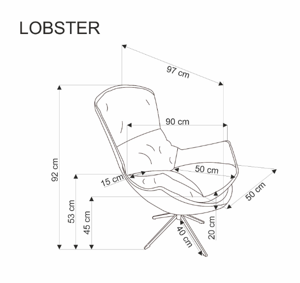 Кресло - шезлонг мягкое HALMAR LOBSTER (корица/ хакки) 
