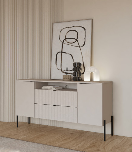 Комод на 2 двери и 2 ящика Helvetia ORE 24KROG26 (кашемир/кашемир в рубчик)