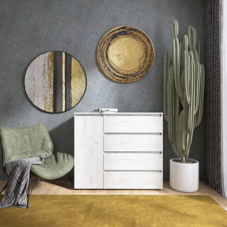 Комод без ручек EVR- Лайт КЛ-3 Крафт белый