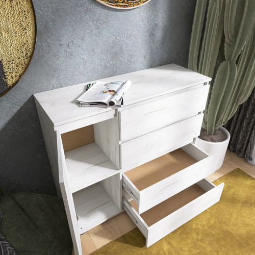 Комод без ручек EVR- Лайт КЛ-3 Крафт белый