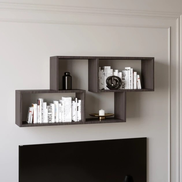 Полка навесная для гостиной EVR- ПН-4 венге темный