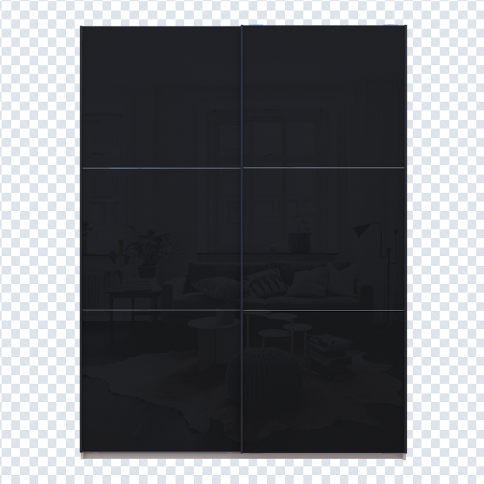 Шкаф - купе DRS- G-Caiser (180х60х240 см) 2 Стекла 3 части двери Кашемир/ Черный, Белый